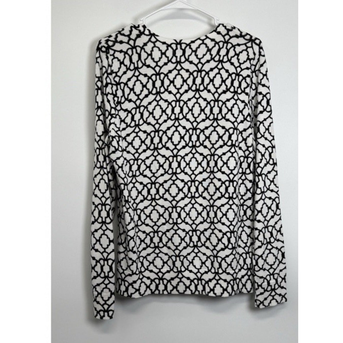 Croft & Barrow Women’s Black White Geometric Cardigan M Cotton Button Front Top