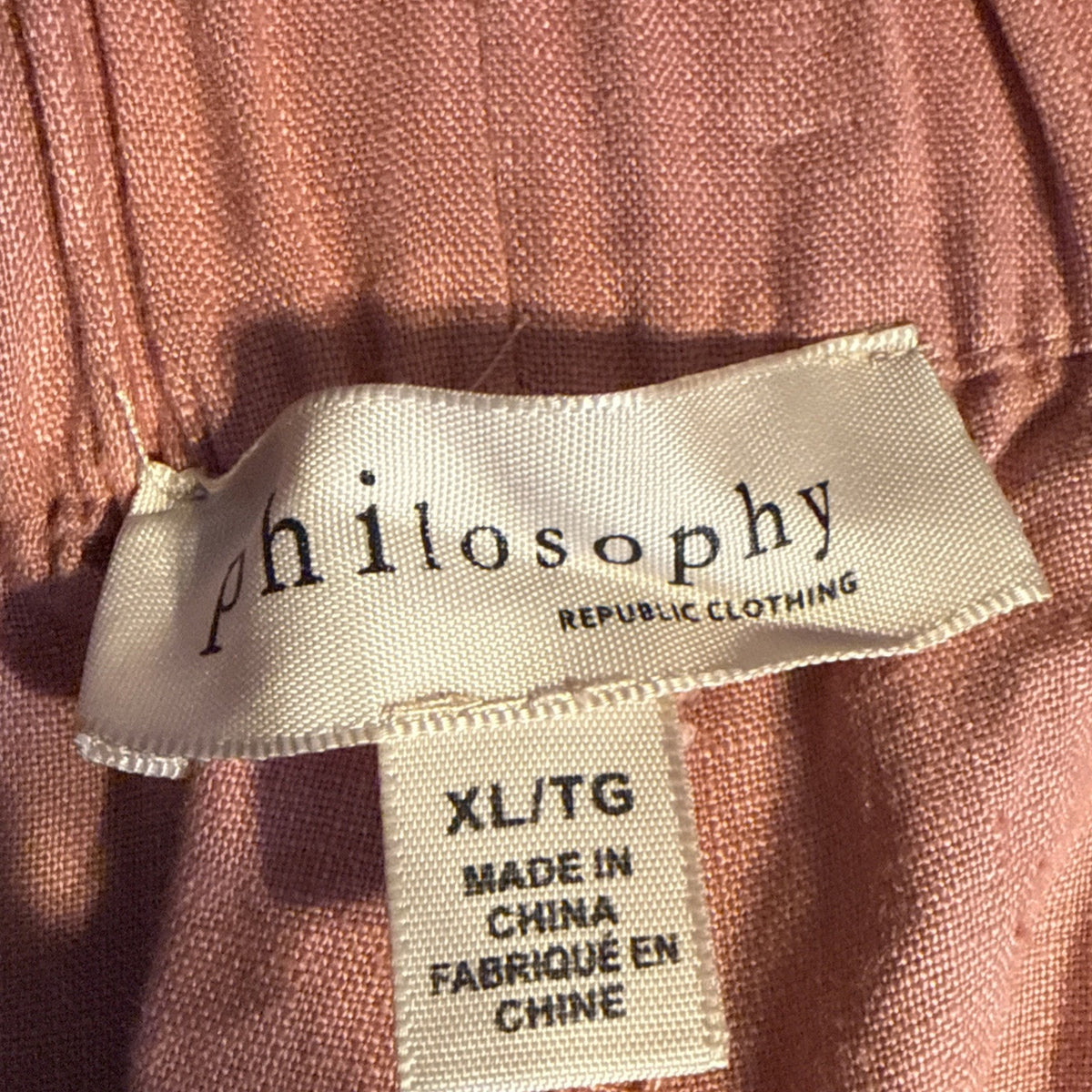 Philosophy 100% Linen Pull On Shorts Womens XL Pink Elastic Waist Casual Summer