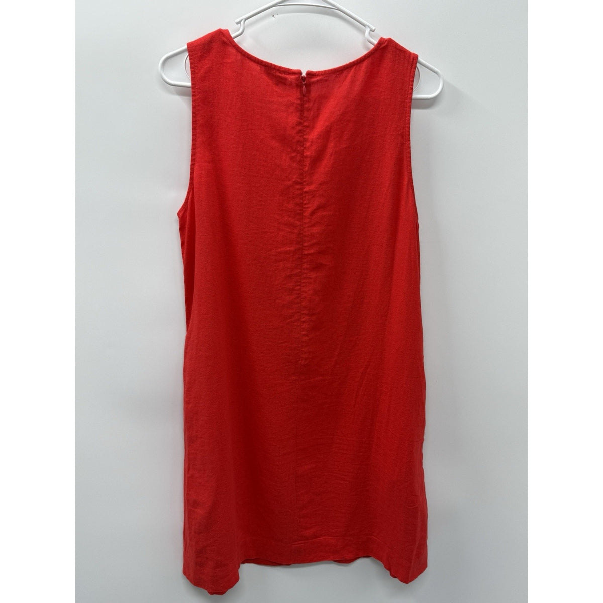 J.Crew Linen Blend Shift Dress Red Sleeveless Back Zip Size 6 Women’s Pockets