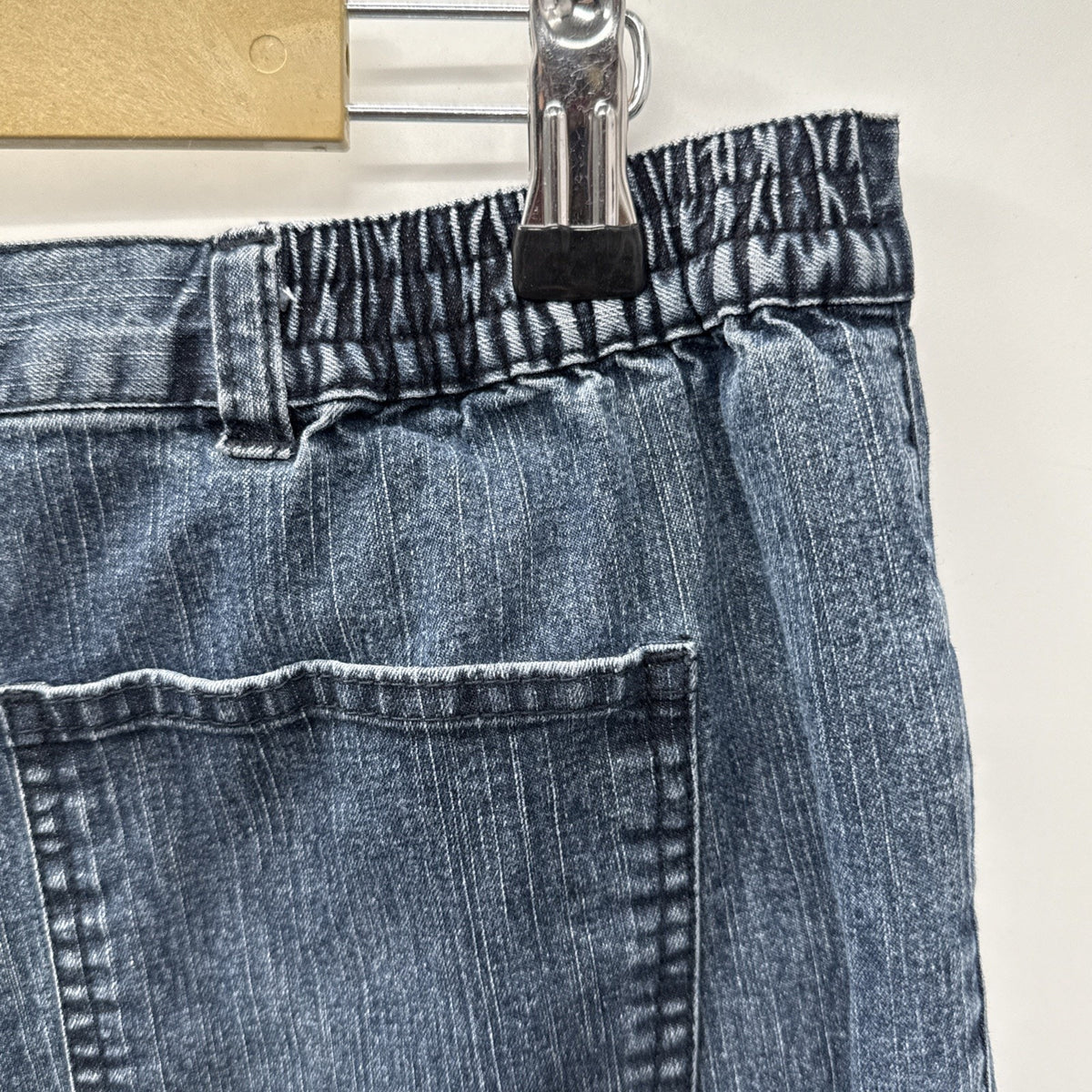Ruby Rd Petite Straight Leg Jeans Blue Denim Sz 16P Zip Button Elastic Sides