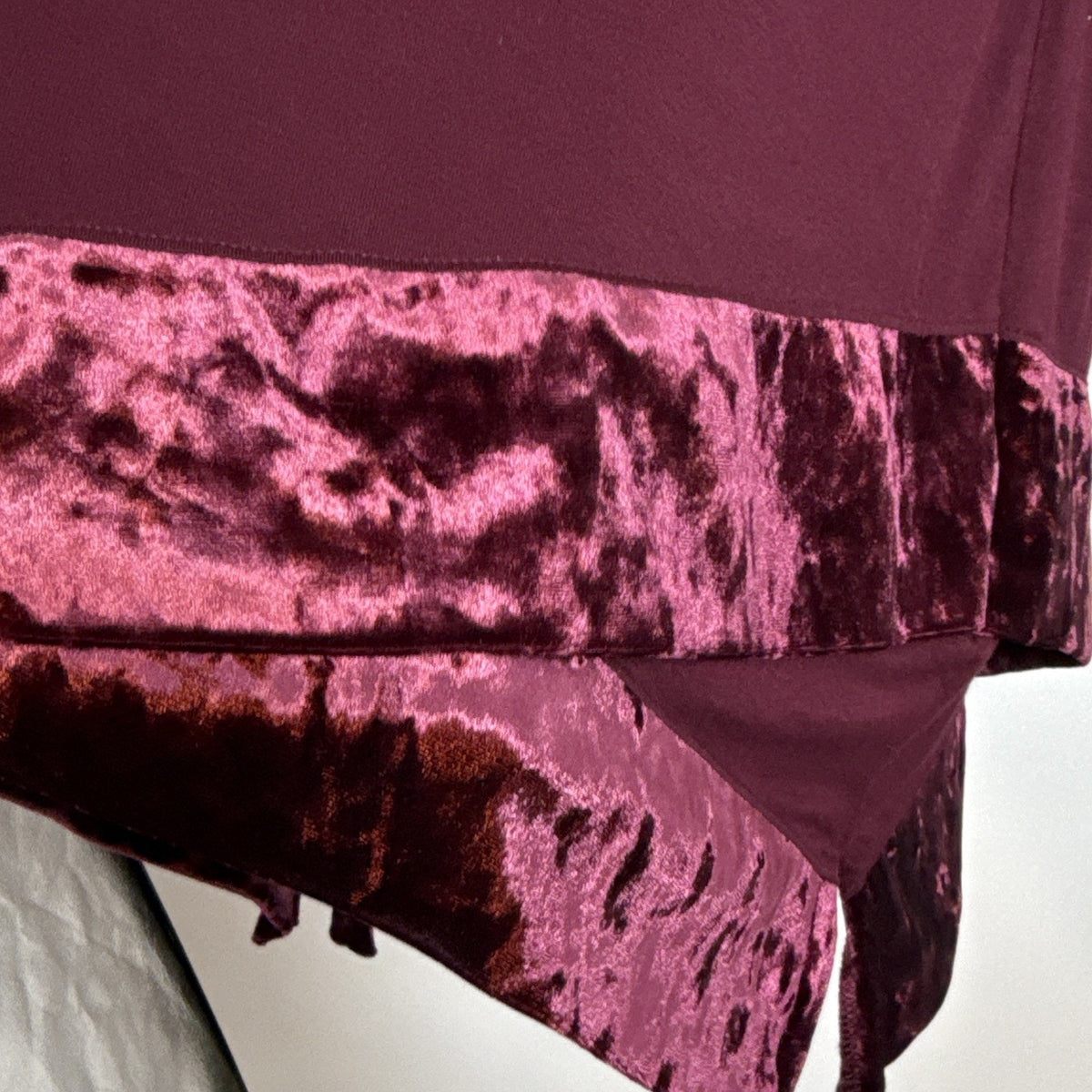 Cha Cha Vente Womens Plus Burgundy Scoop Neck Tunic 3/4 Sleeve Stretch Velvet