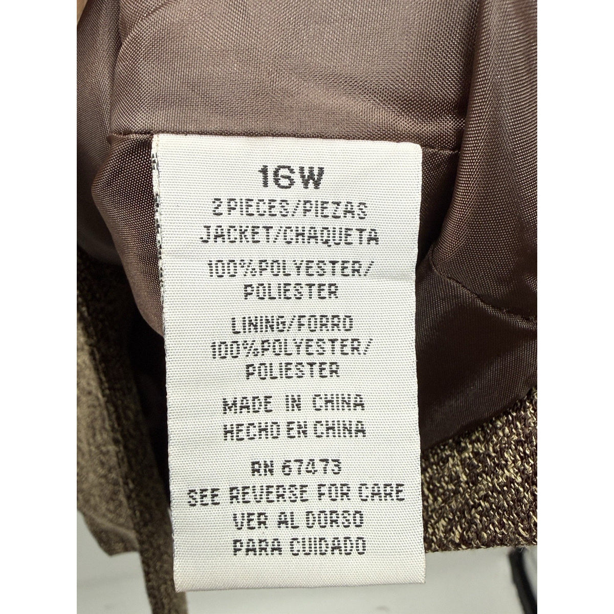 Danny & Nicole Blazer Women 16W Brown Tweed Pleated Plus Size Career Jacket