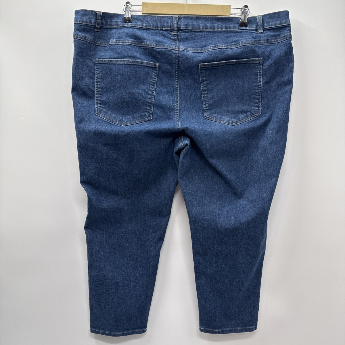 Woman Within Jean 24” Inseam Crop Pants, Blue Denim Sz 24W 5 Pocket Stretch