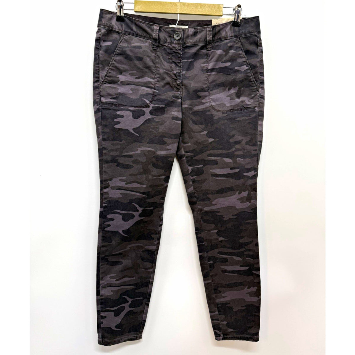 LOFT Women’s Gray Camouflage Skinny Pants Cotton Twill Stretch Mid Rise 29"