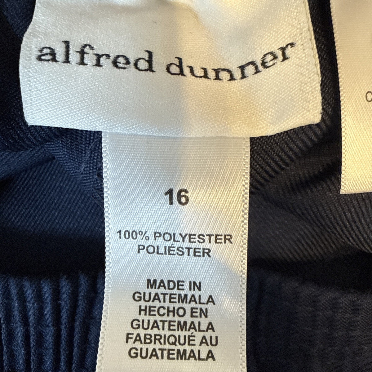 Alfred Dunner Pull On Pants Size 16 Navy Blue Straight Leg Classic