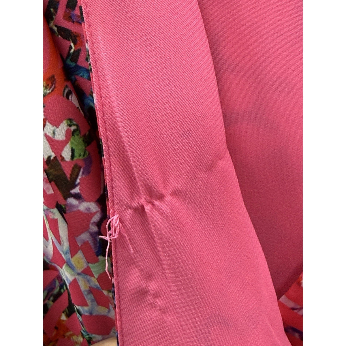 Cynthia Rowley Pink Multicolor Print High Low Dress Womens Size 8 V Neck