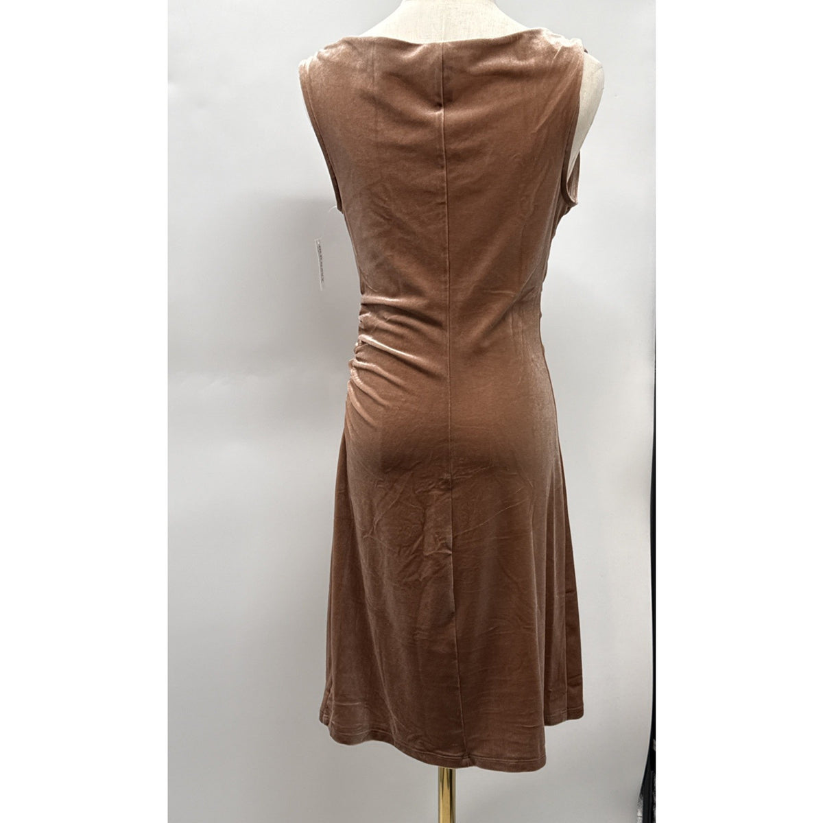 Old Navy Dress Women's Small Tall Velvet Velour Sleeveless Cowl Neck Brown NWT