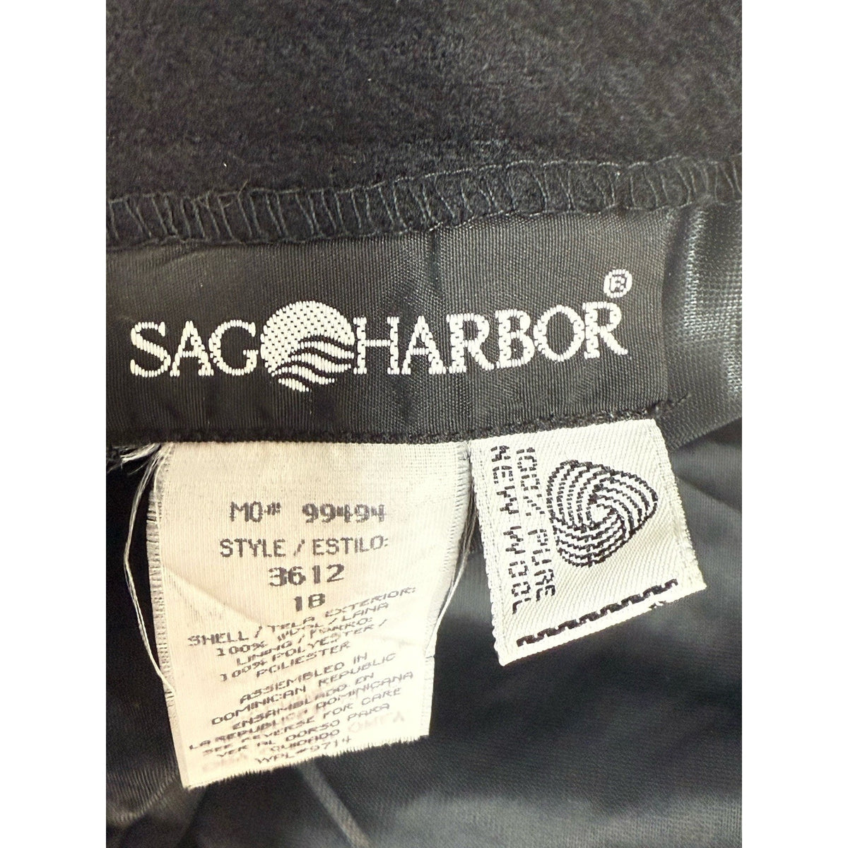Sag Harbor 18 Black Pure Wool Lined Midi Skirt Back Vent Classic Vintage