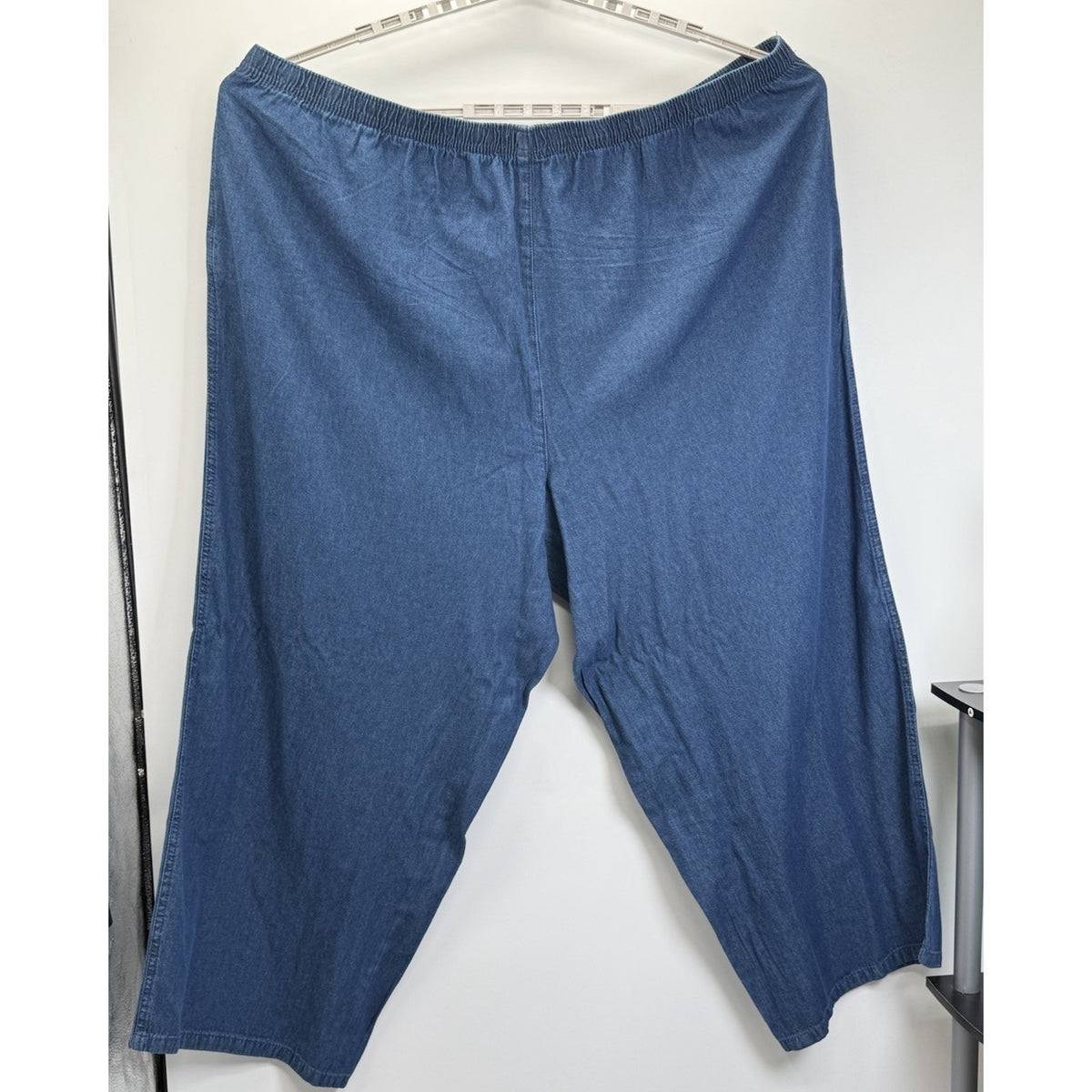 Anthony Richards 4X Pull On Denim Pants Women Blue Wide Leg Elastic Waist