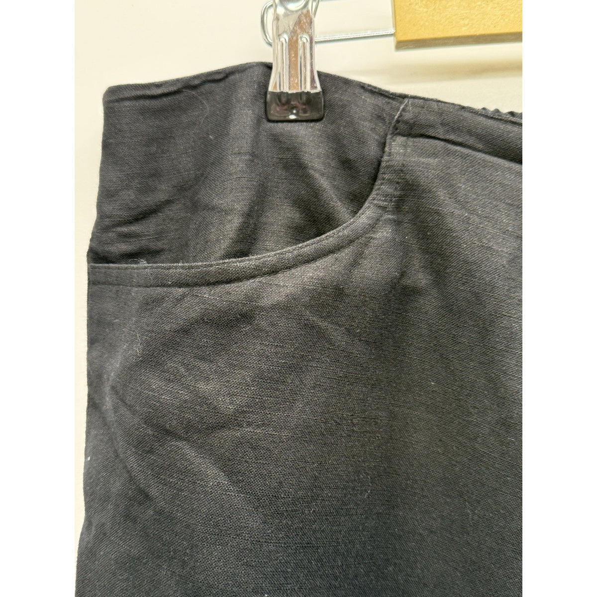 Larry Levine Woman Sz 20W Black Linen Blend Crop Pants Beaded Embroidered Hem