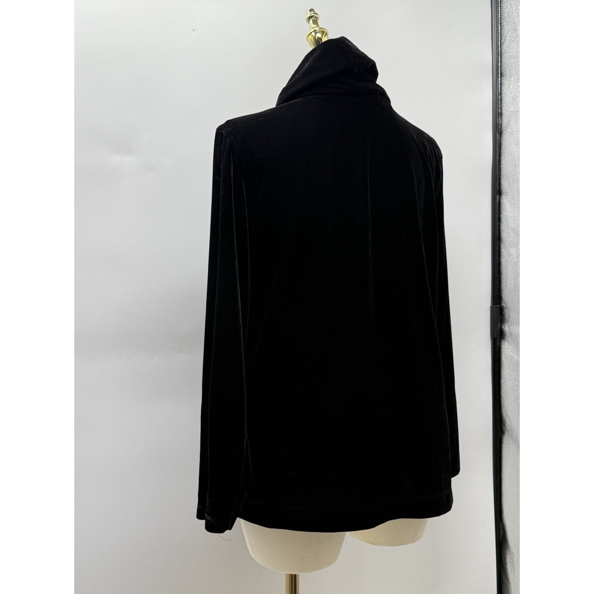 Hartman Studio Women Size XL Black Silk Velvet Cowl Neck Tunic Top Goth Y2K