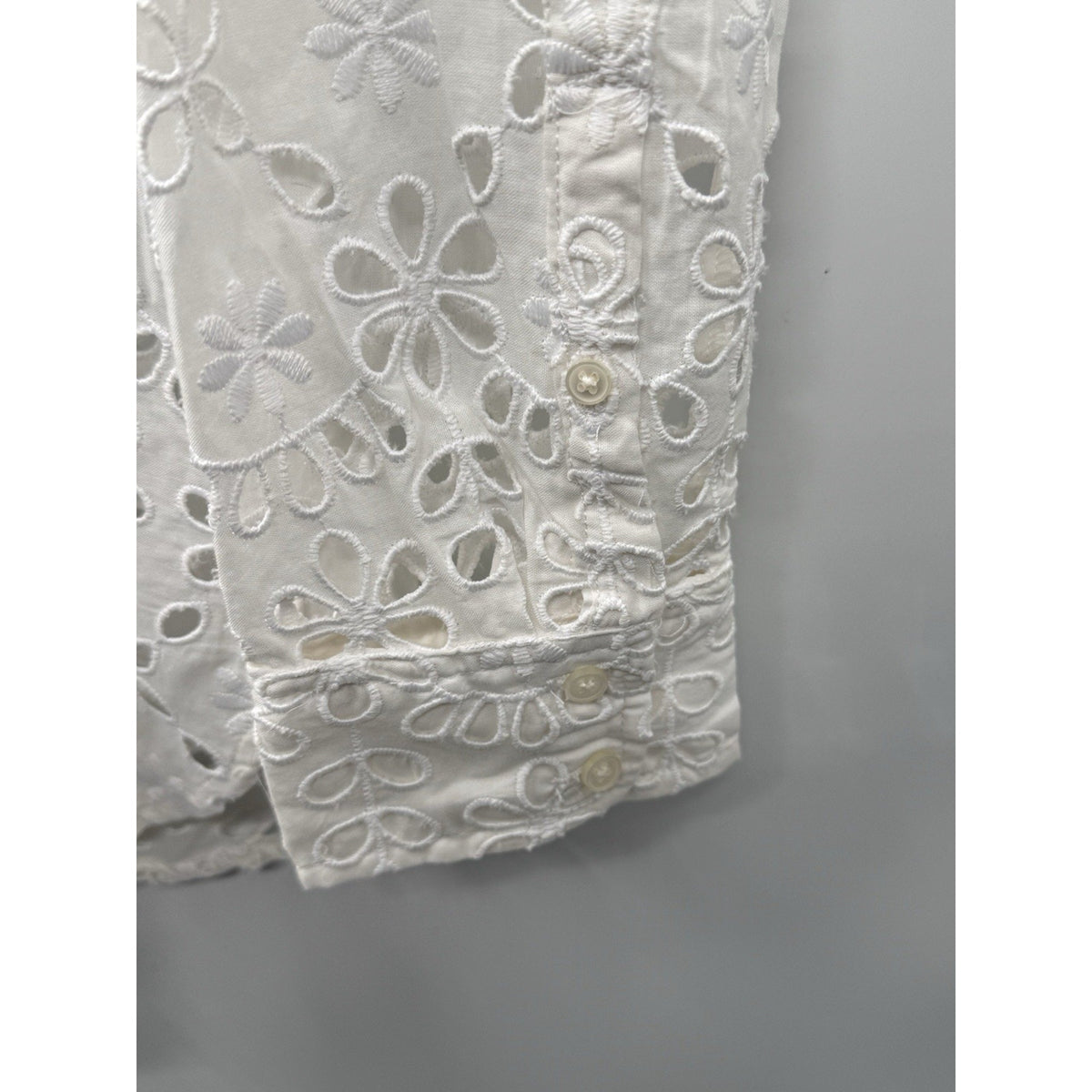 J.Crew Eyelet Lace Button Front Blouse Womens 10 White NWT Floral Long Sleeve