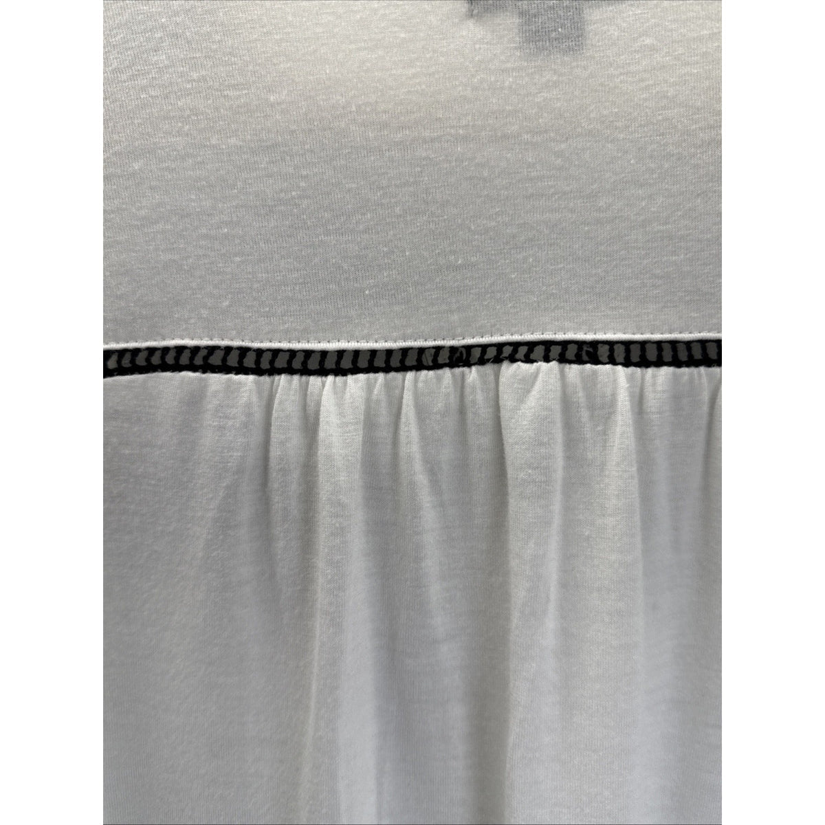 Izod Womens White Black Embroidered Peasant Blouse Tassel Tie Top Medium