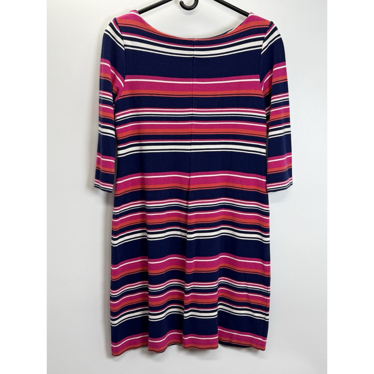 Talbots Striped Knit Dress Women’s Size 8 Navy Pink 3/4 Sleeve