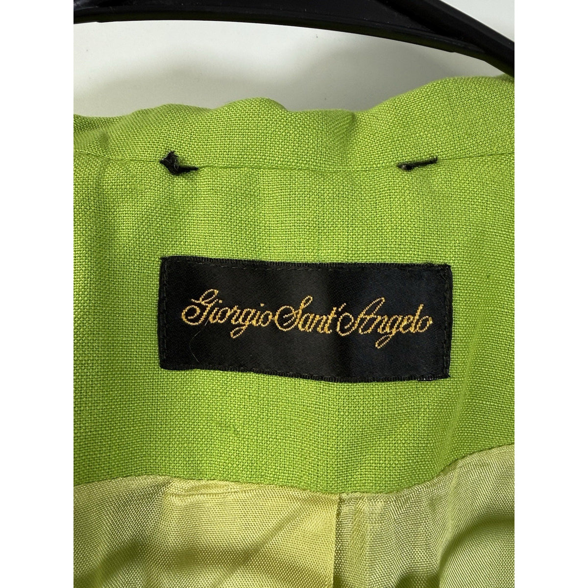 Giorgio Sant’Angelo Lime Green Linen Blazer Jacket Sz 10 Statement