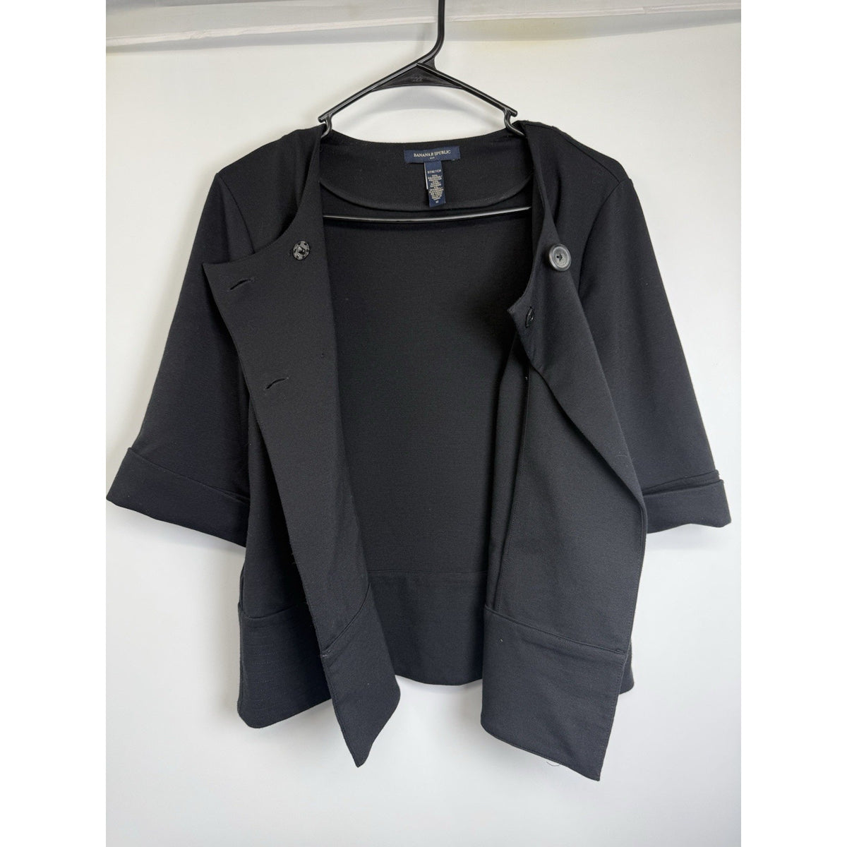 Banana Republic Black Knit Jacket Medium Stretch Minimalist Business Career