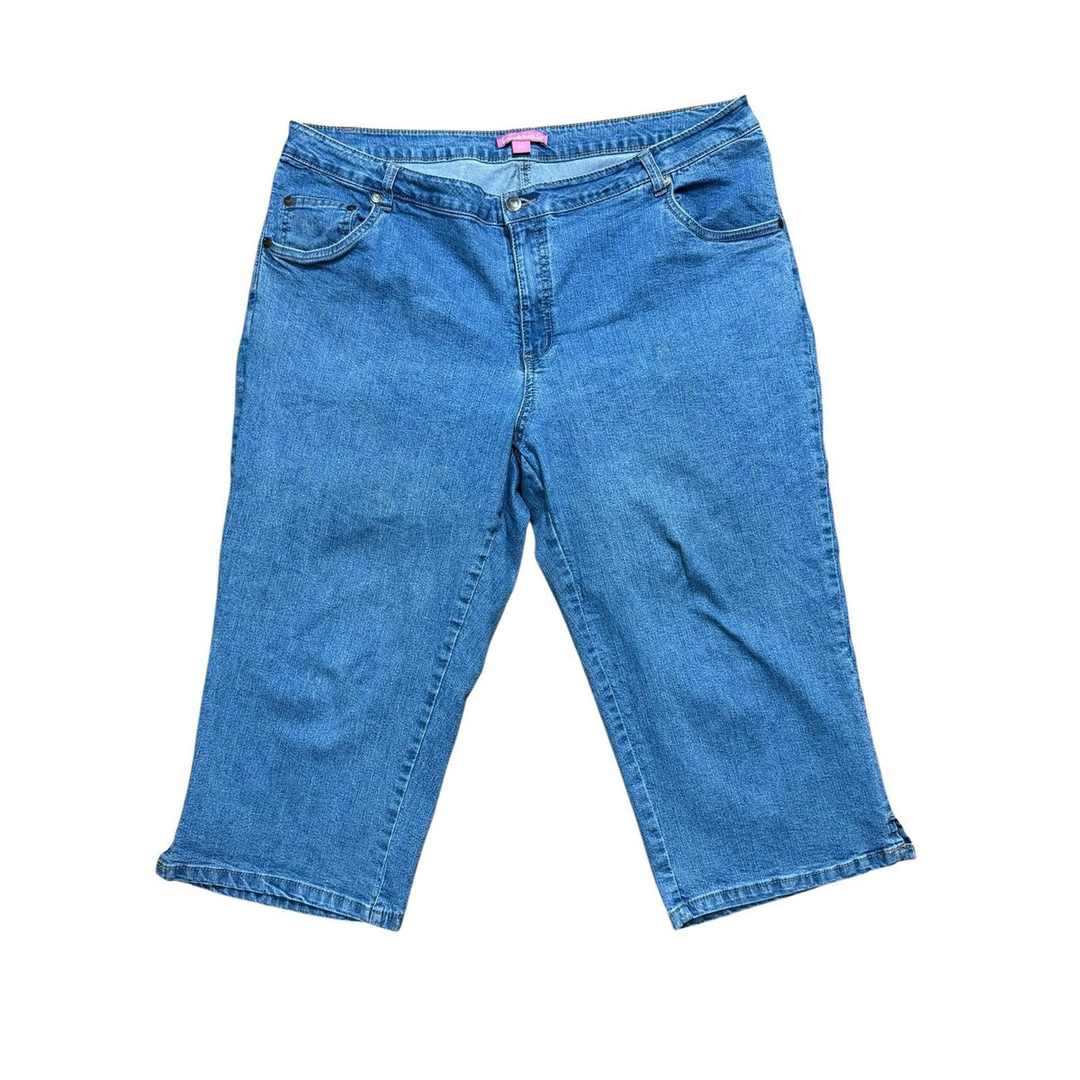 Woman Within Capri Crop Pants Women’s 20W Blue Denim Zipper/Button Closure