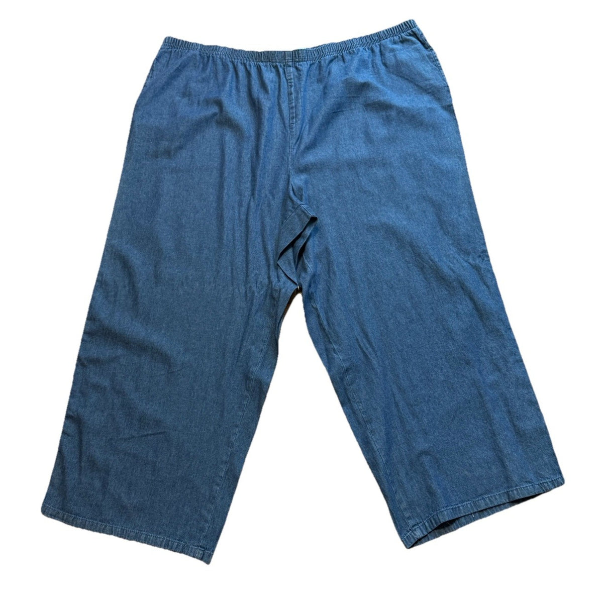 Anthony Richards 4X Pull On Denim Pants Women Blue Wide Leg Elastic Waist