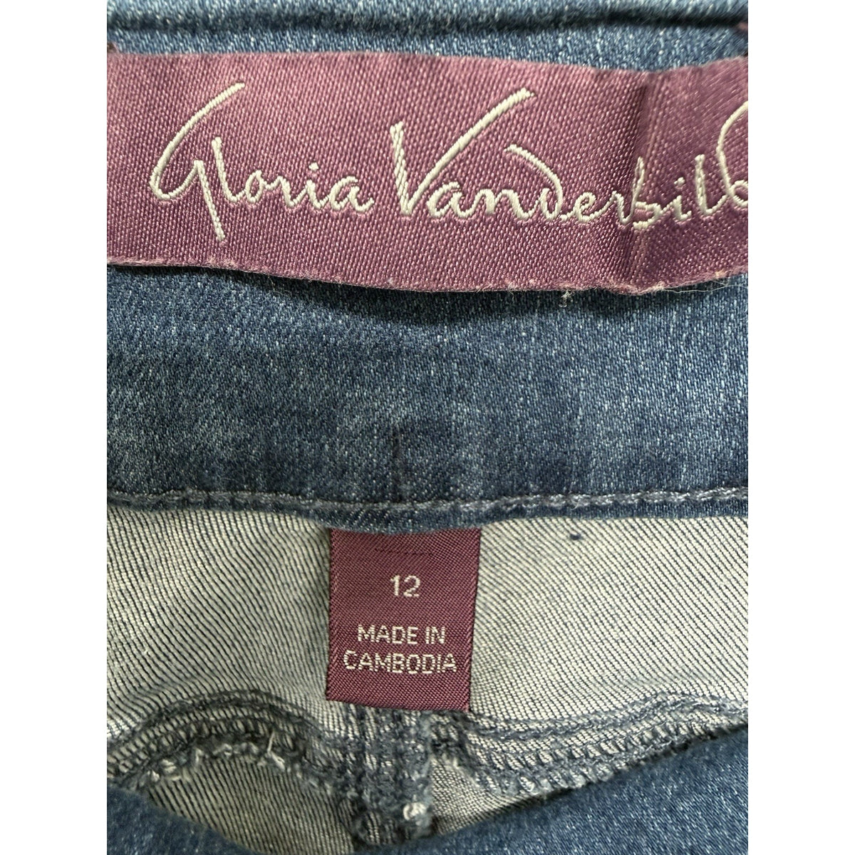 Gloria Vanderbilt Women's Pull On Stretch Straight Blue Denim Jeans 12