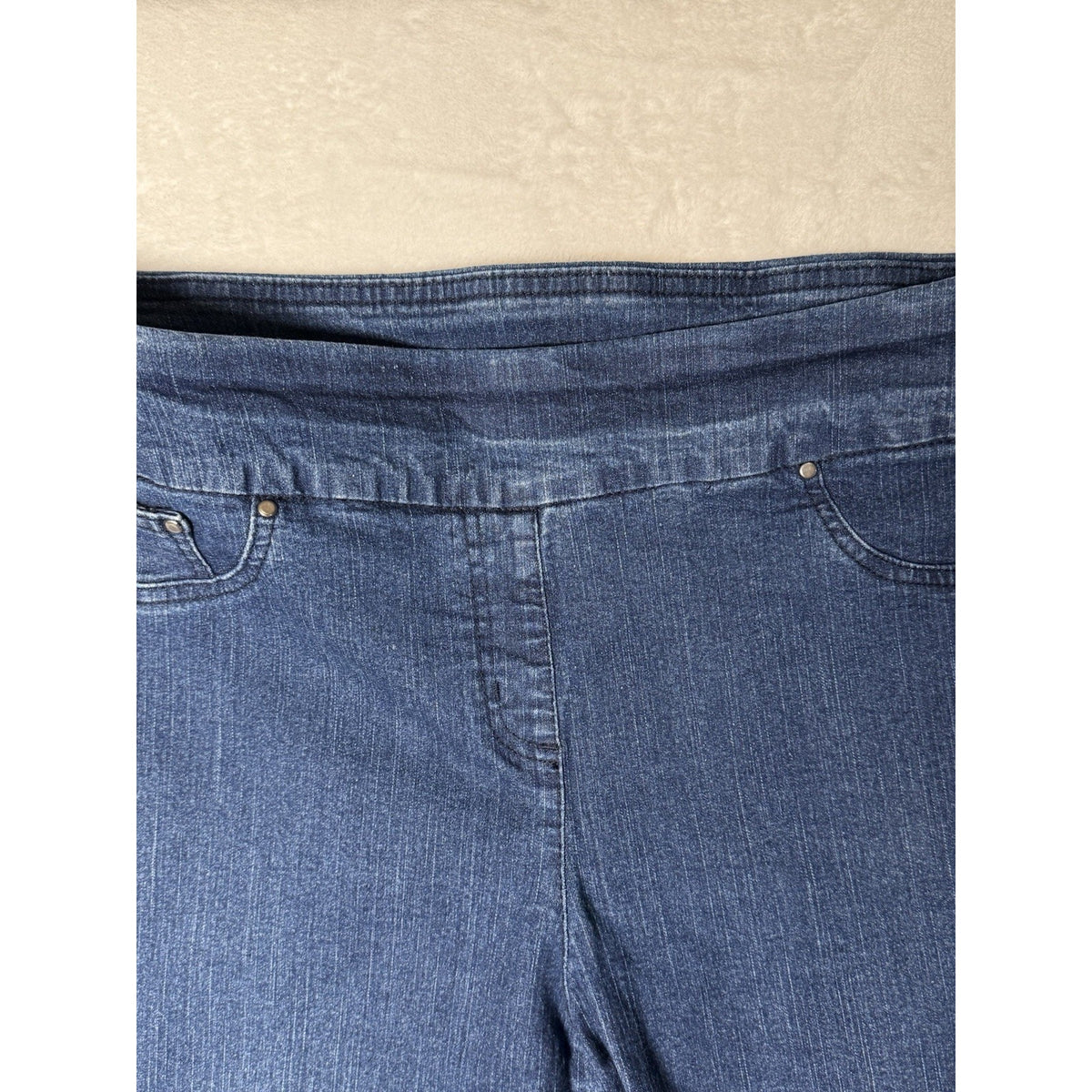 Ruby Rd Womens Jeans Size 12 Pull On Stretch Straight Leg Blue Denim 29 Inseam