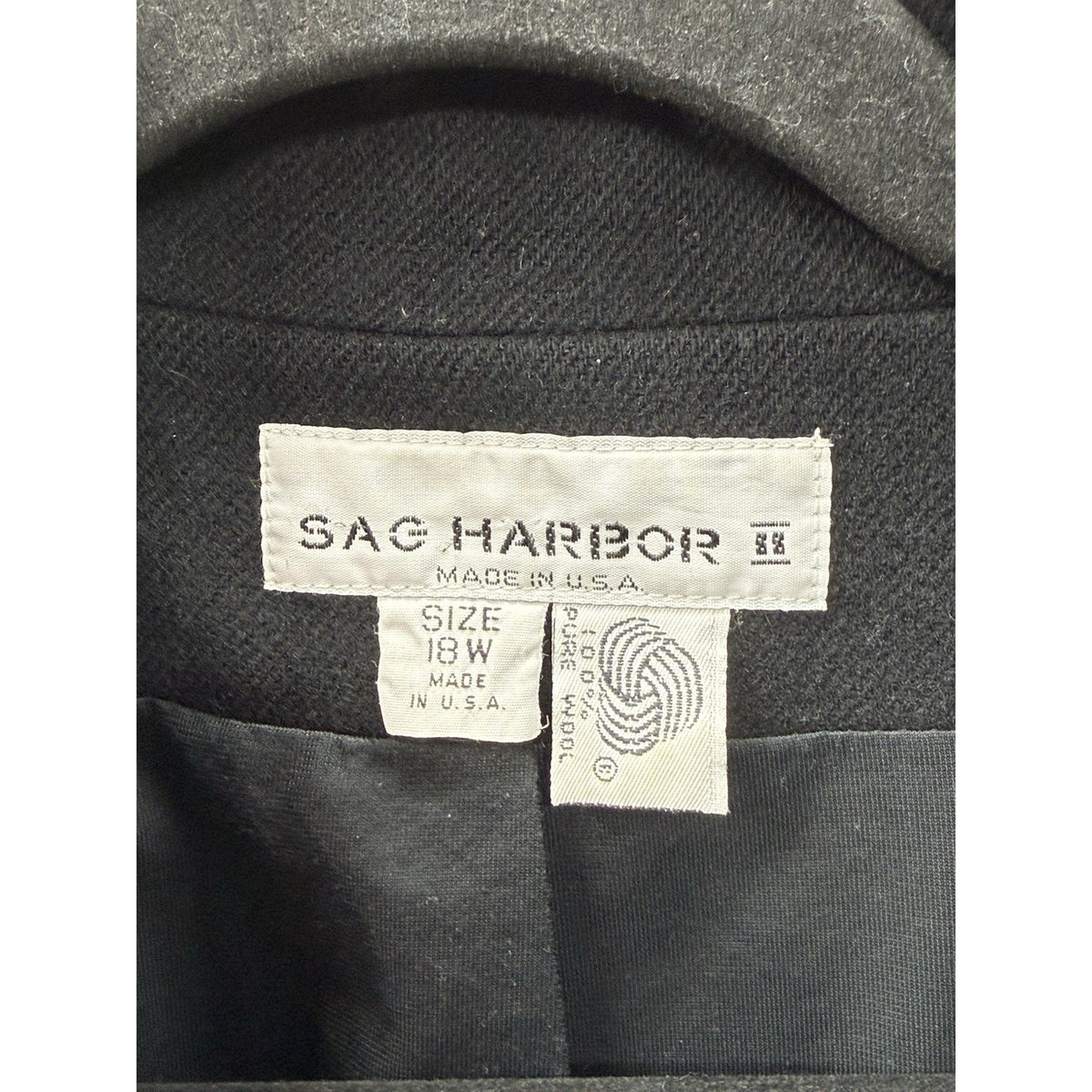 Sag Harbor II 100% Wool Black Blazer Womens 18W Made USA Career Office Jacket