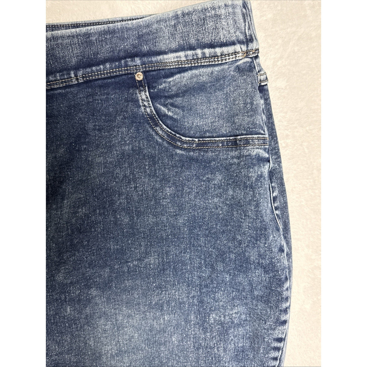 Terra & Sky Womens Jeggings Blue Acid Wash Pull On High Rise Size 3X (24W-26W)