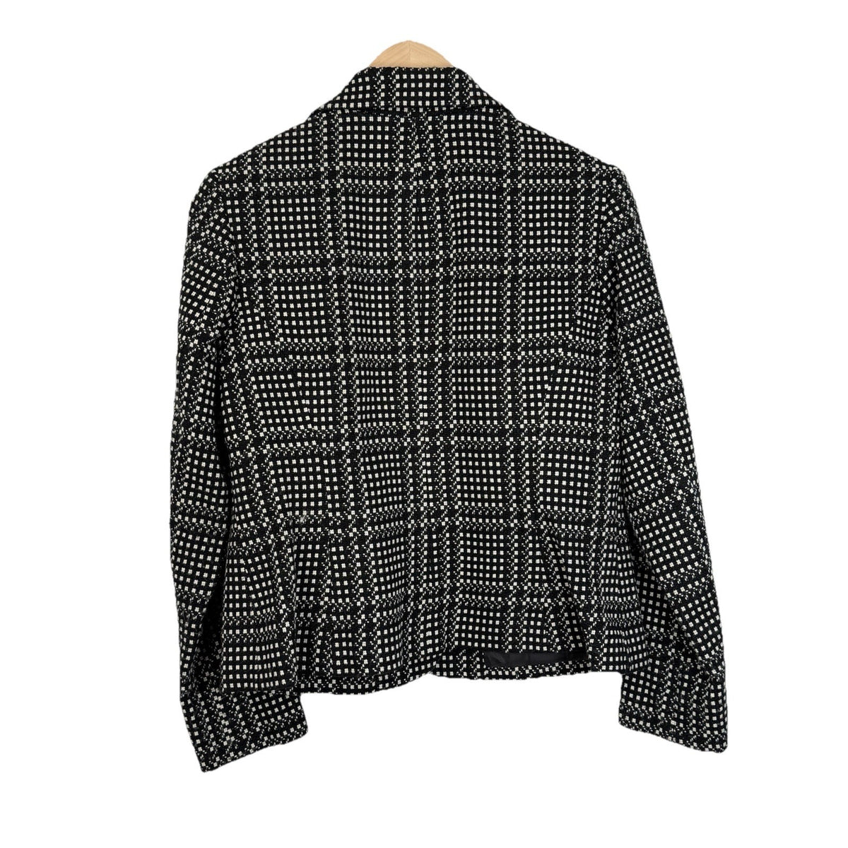 Kim Rogers Petite Women’s 8P Black White Textured Jacket Blazer Wool Blend