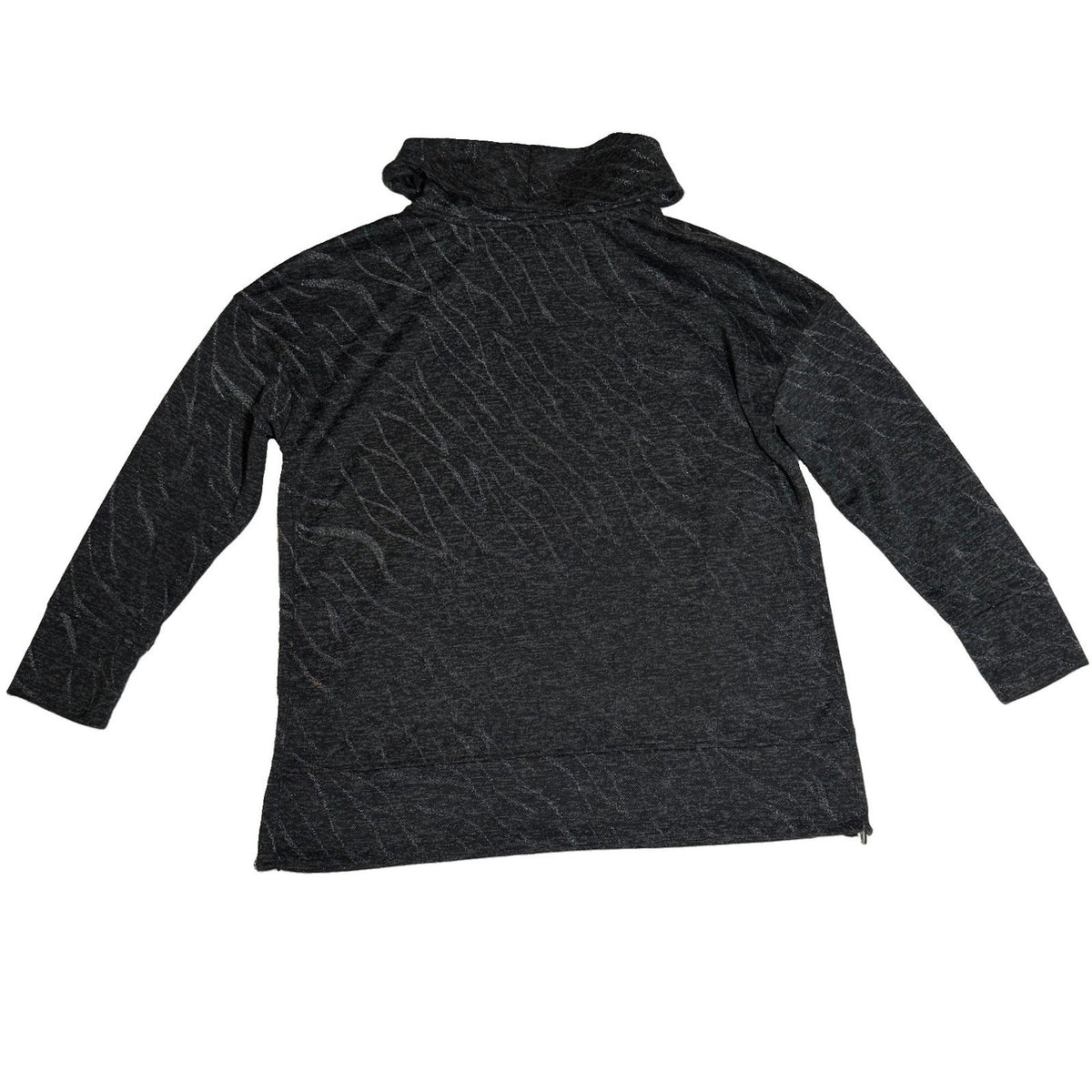 Jones New York Signature XL Cowl Neck Tunic Top Black Gray Side Zip