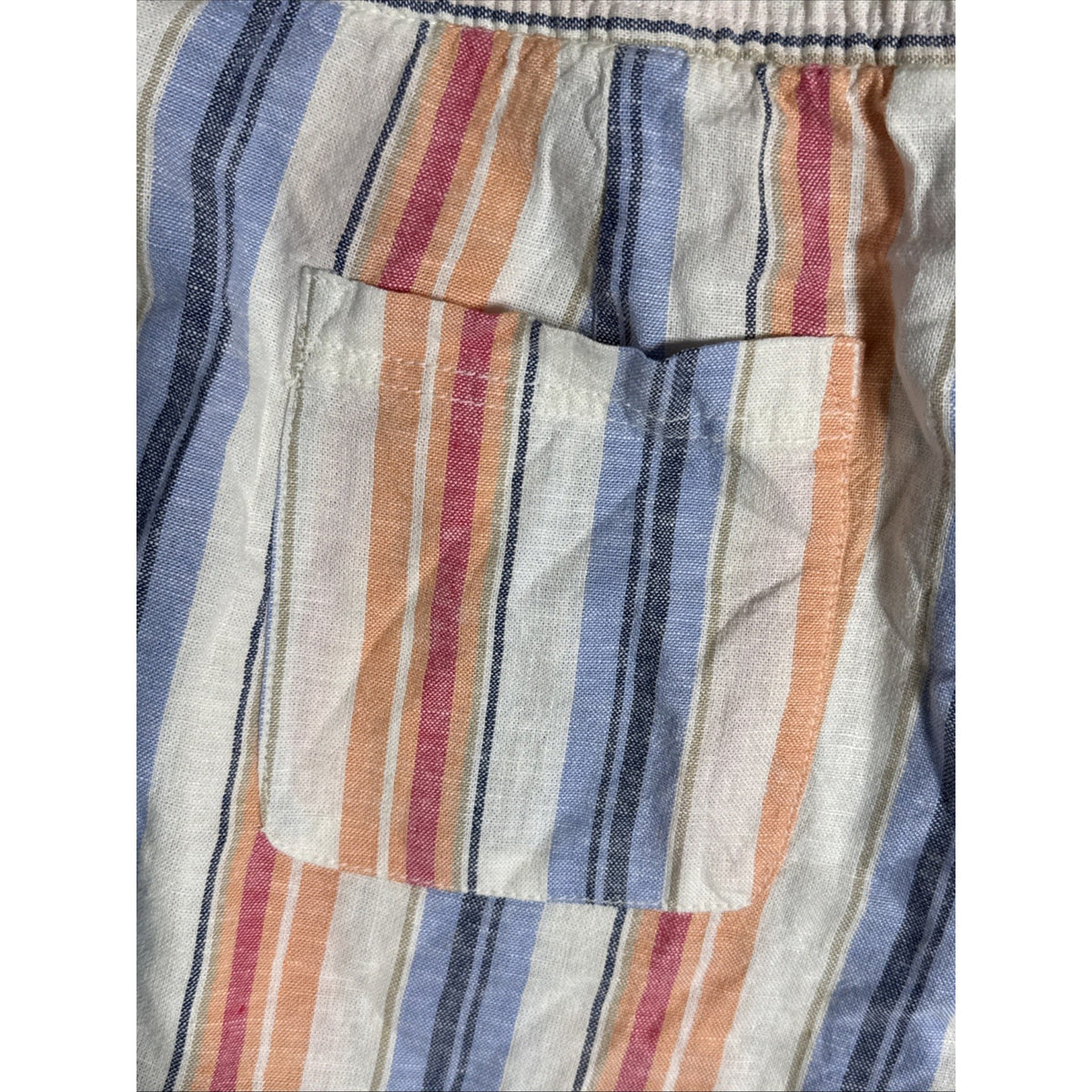 Gap Linen Blend Stripe Pull On High Rise Shorts Size XL White Peach blue Pink,wo
