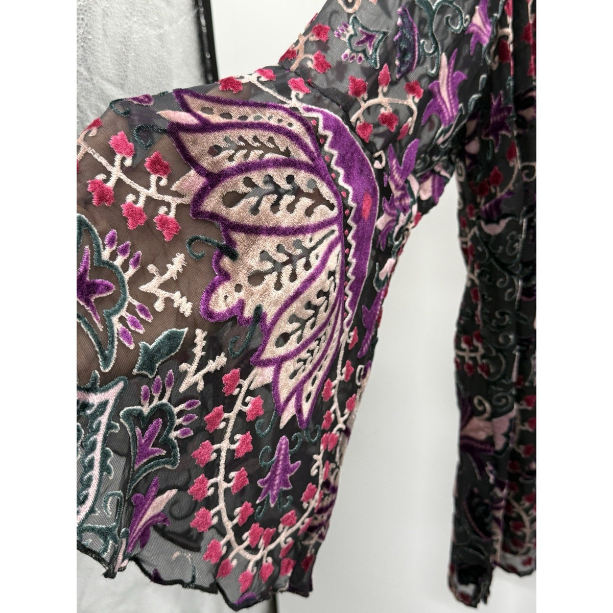 Violet + Claire Sz 1X Top Witchy Velvet Burnout Camisole Sheer BOHO Whimsigoth