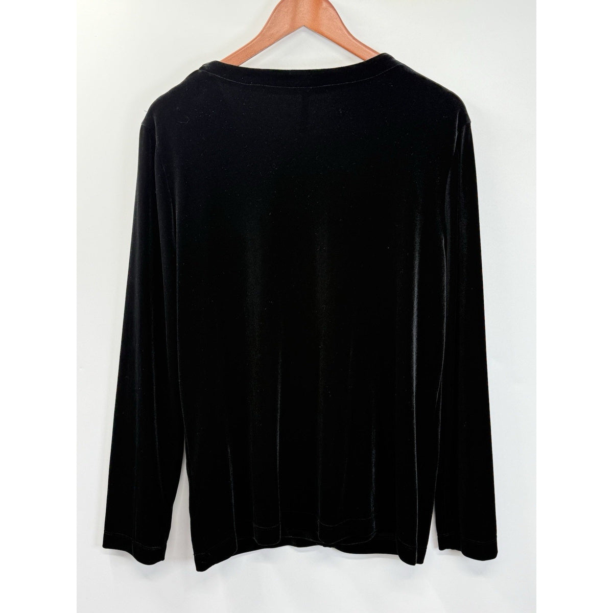 White Stag Faux Twin Set Top Women’s Black Large Velvet Look Open Front Classic