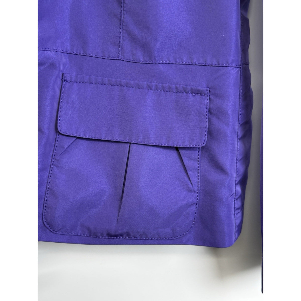 Chaus Women Purple Satin Look Jacket Blazer Long Sleeve SZ 6P Zip & Snap Closure