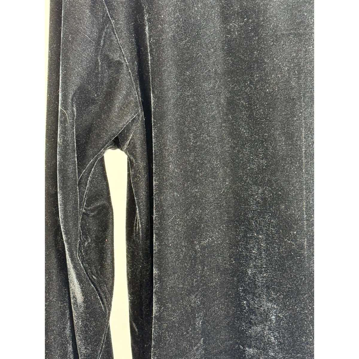 Rene Margo L Black Velvet Beaded Top Long Sleeve Stretch Embellished Scoop Neck