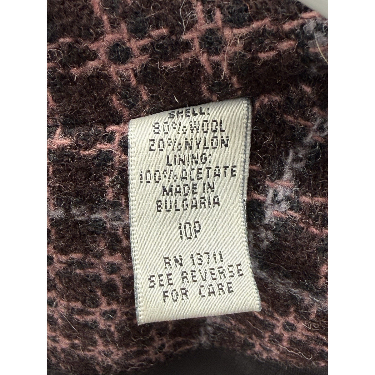 Amanda Smith Petites 10P Wool Blend Plaid Blazer Brown Pink Academia Jacket