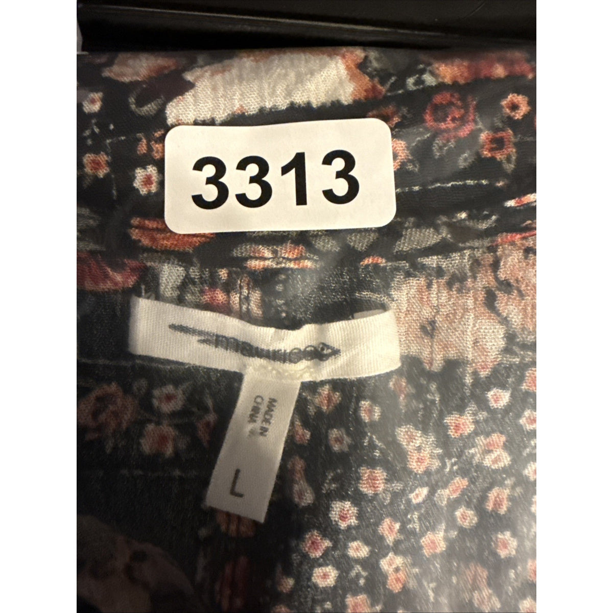 Maurices Blouse Womens L Black Floral Long Sleeve Lightweight V-Neck Pullover