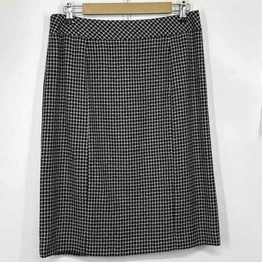 Covington Petite Stretch Houndstooth Skirt 10 Black White