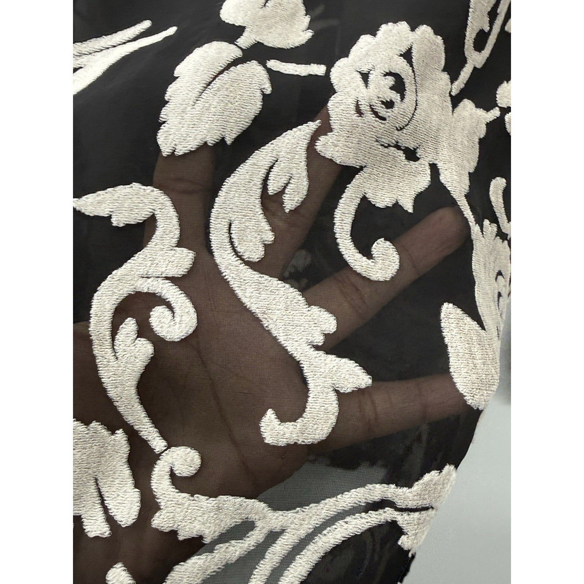 Avenue 22/24 Sheer Floral Embroidered Blouse Black Ivory Romantic Whimsigoth