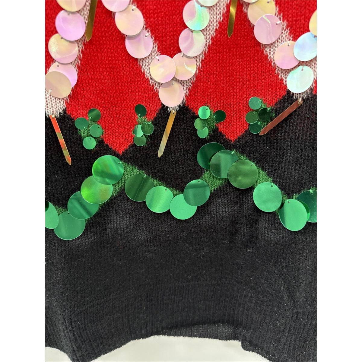 Holiday Time Sweater Tunic Womens XL 16-18 Multicolor Sequin Ugly Christmas Top