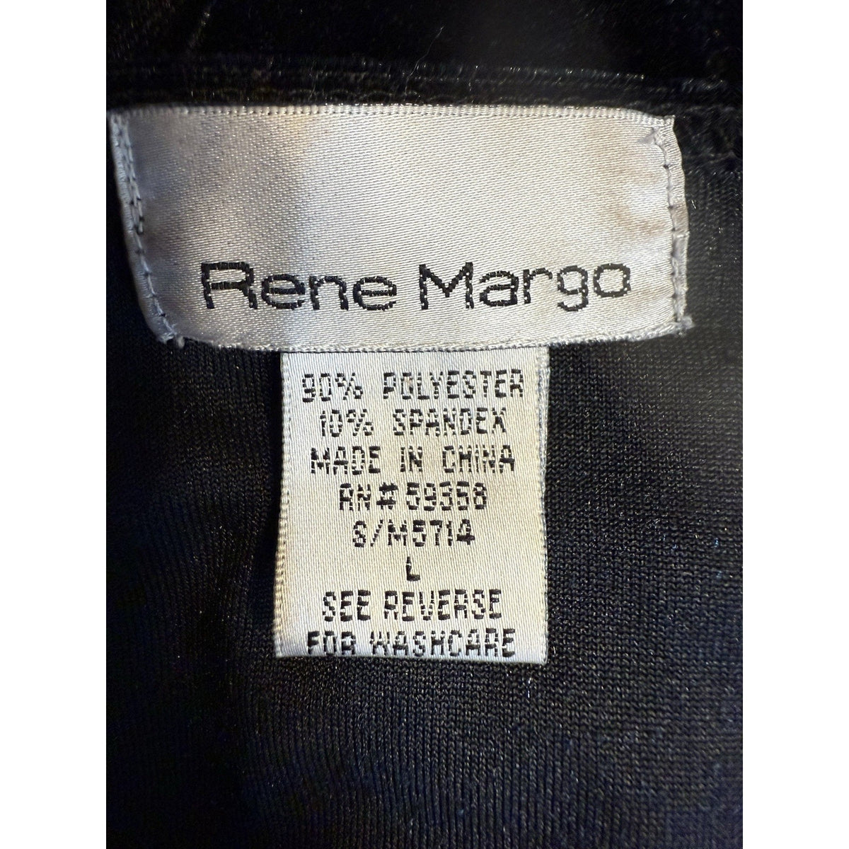Rene Margo L Black Velvet Beaded Top Long Sleeve Stretch Embellished Scoop Neck