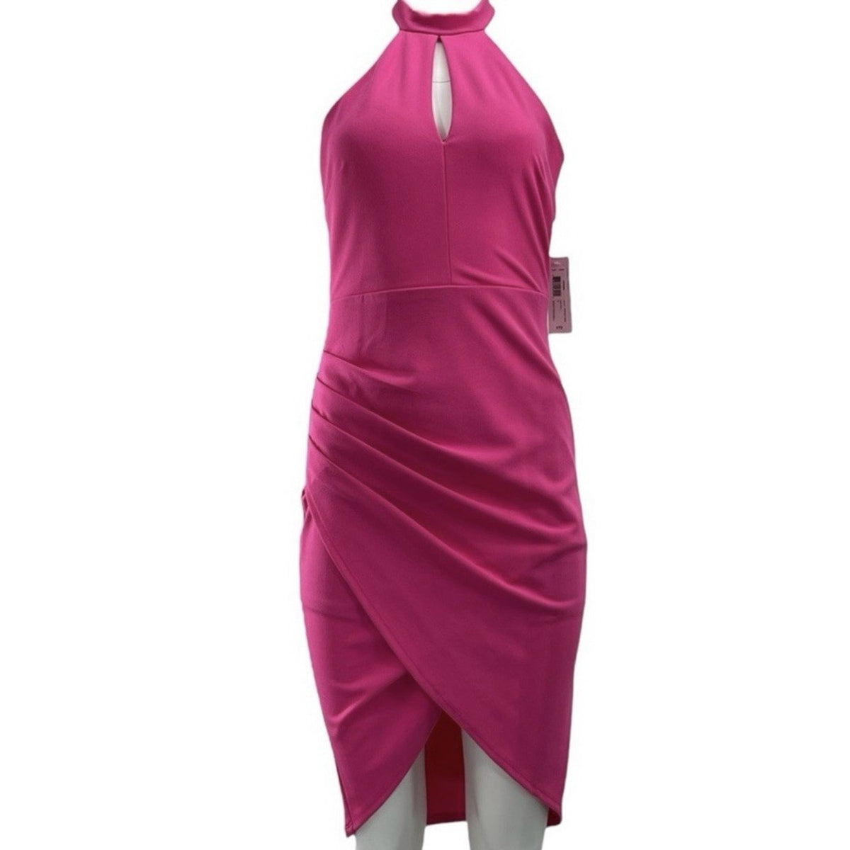 Bisou Bisou faux wrap dress Womens Size 4 Halter Party NWT Pink Barbiecore