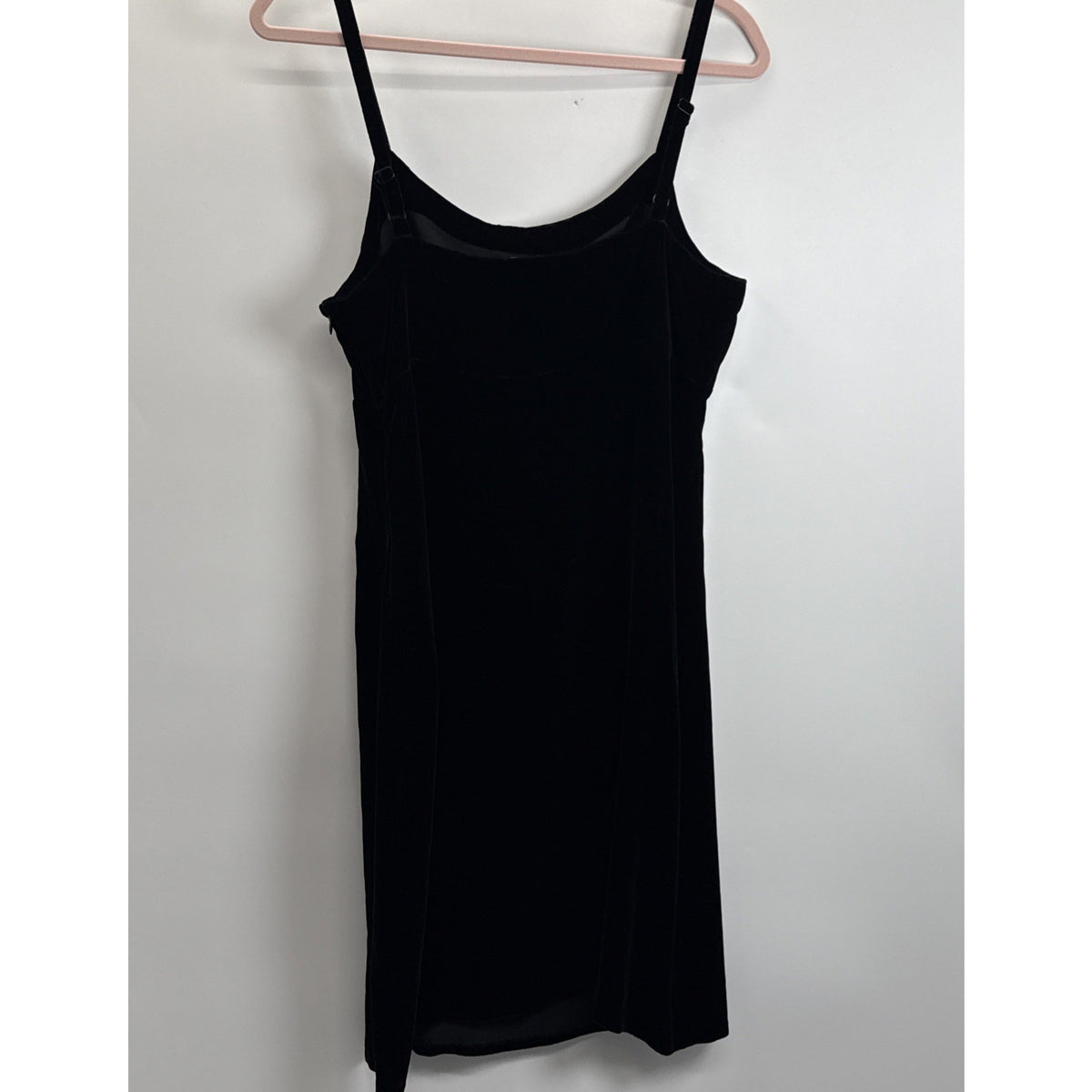 Lerner New York & Co Black Velvet Slip Dress Sz 8 Rayon Silk Side Zip Midi Y2K