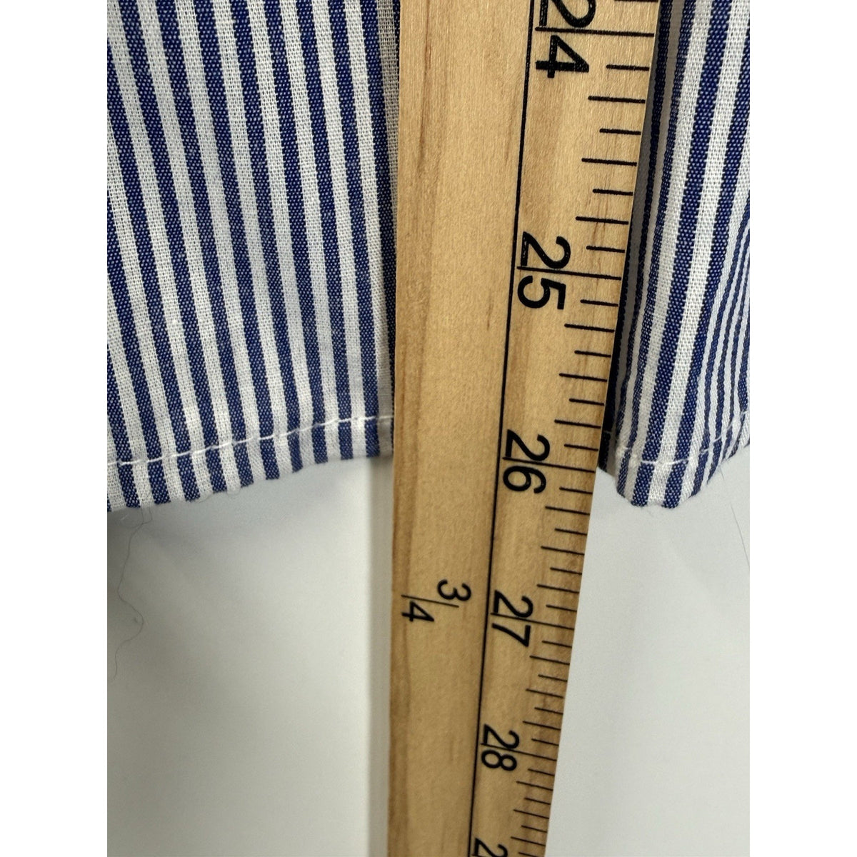 Love Potion Striped Blue White Embroidered Floral Collared Cotton Blouse Large