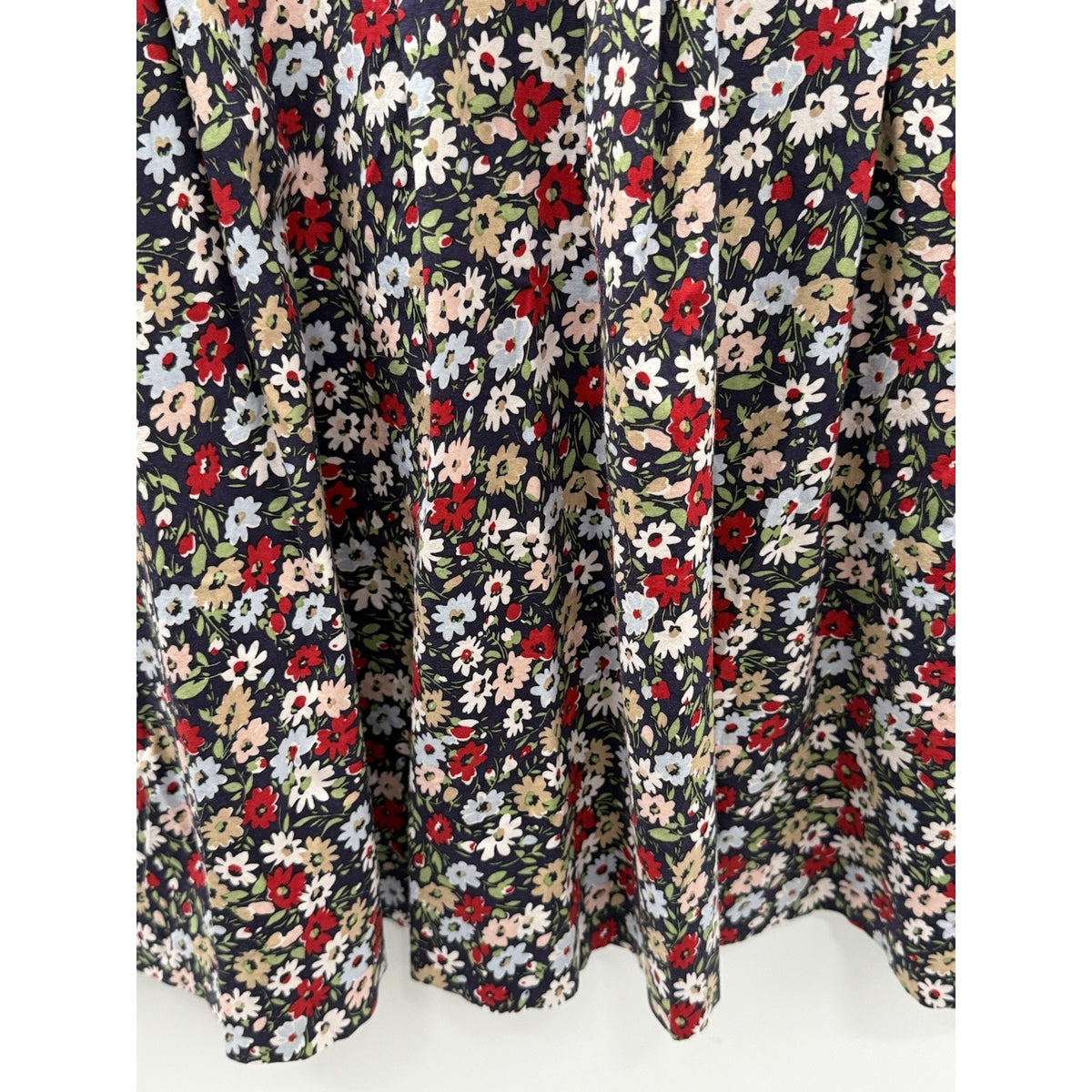 Lands’ End Womens 18 Floral Shirt Dress Midi Pullover Cotton Blend 3/4 Sleeve