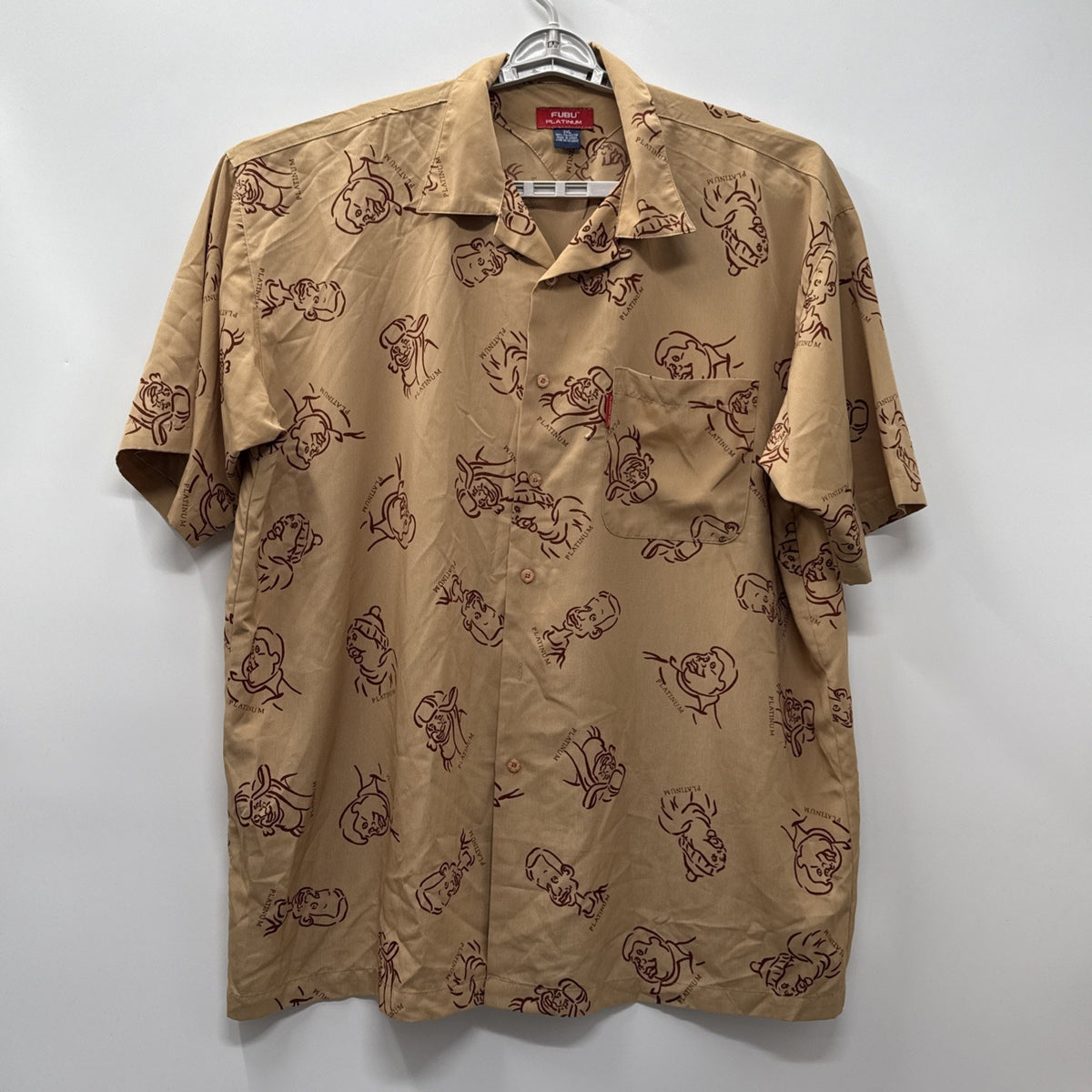 Flawed Vintage Platinum FUBU Shirt Mens 3XL Brown Fat Albert Graphic 90s Y2K
