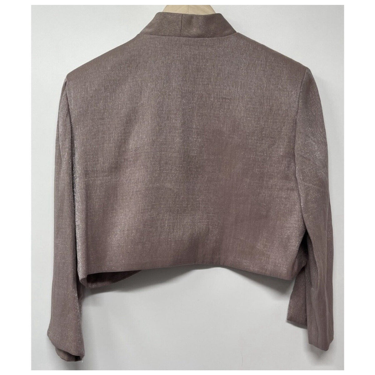 R&M Richards Shimmering , Metallic Bolero Evening Jacket Women’s Size 14 Mauve