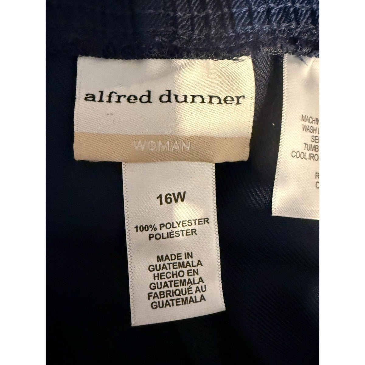 Alfred Dunner Women’s 16W Navy Pull-On Pants Flat Front Pockets Stretch