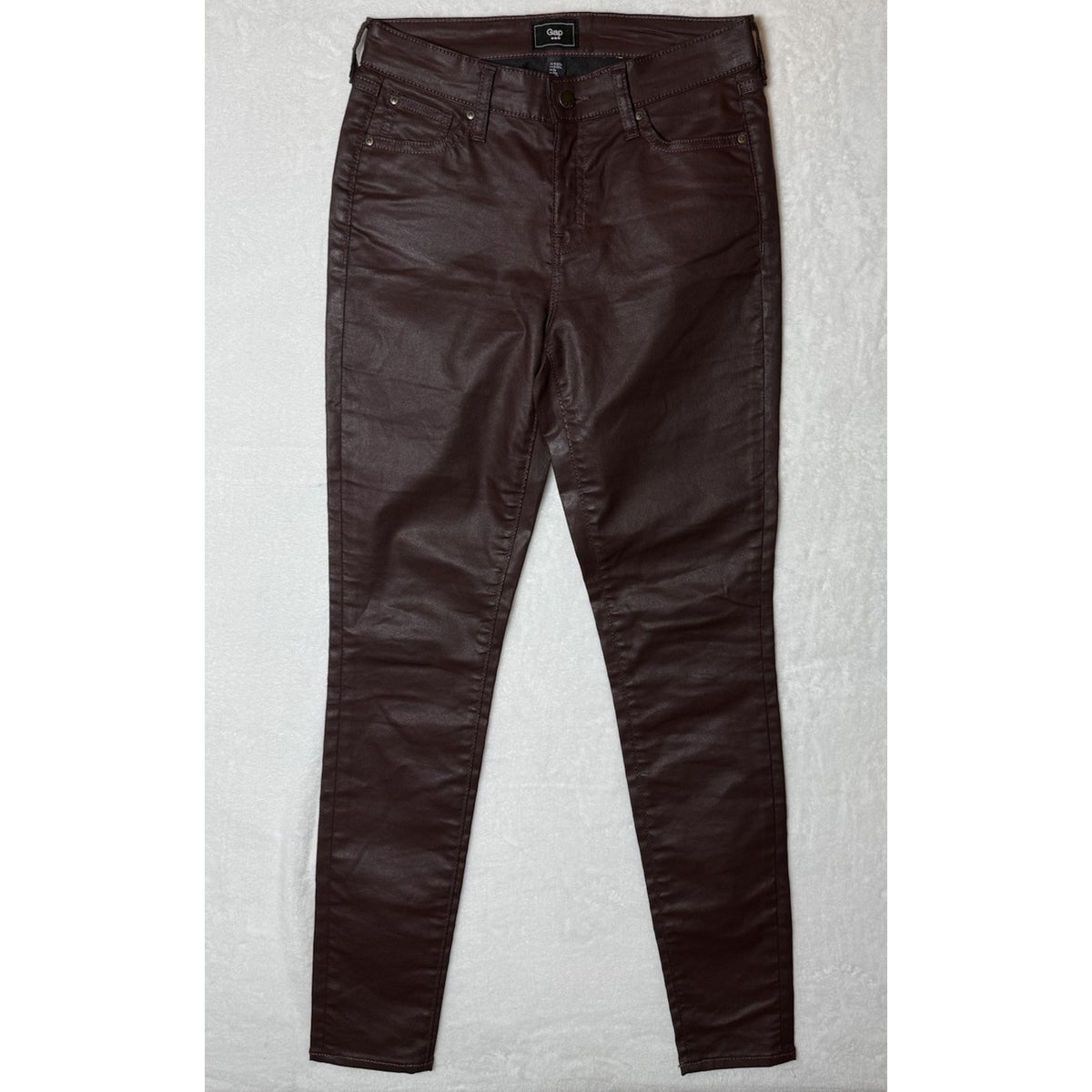 Gap Womens 27R 4 Burgundy Coated Skinny Jeans Faux Leather Look Stretch Pants