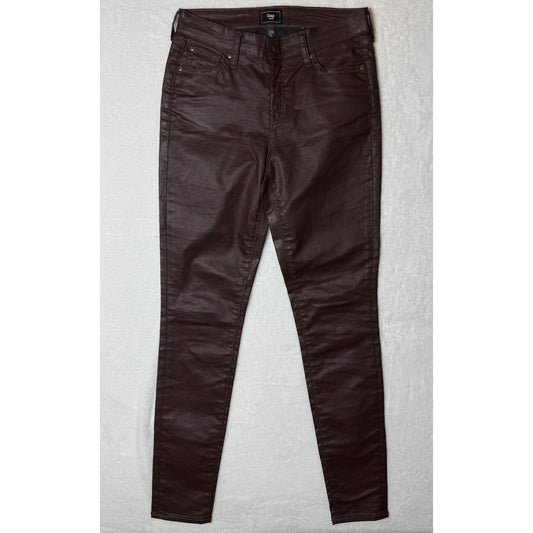 Gap Womens 27R 4 Burgundy Coated Skinny Jeans Faux Leather Look Stretch Pants