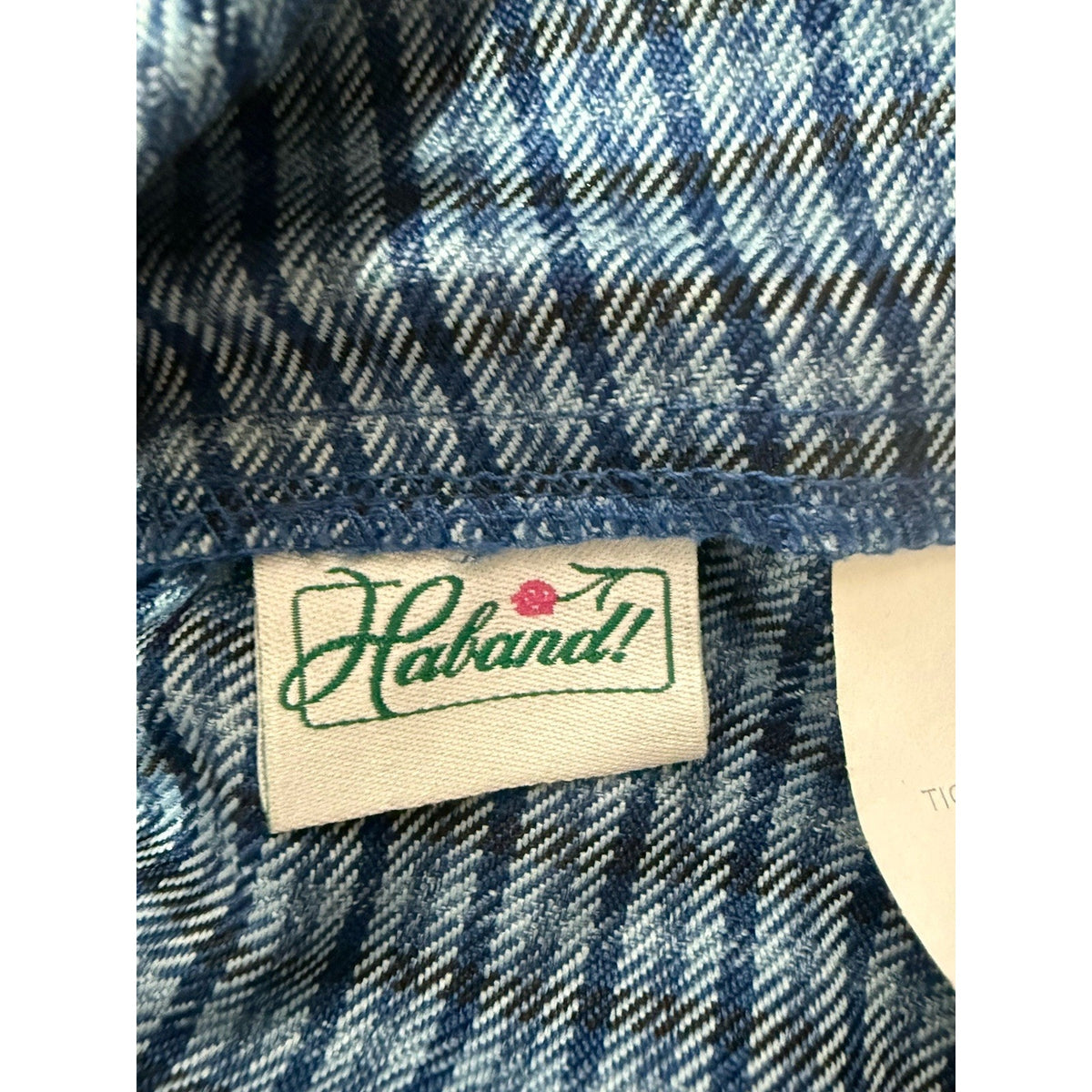 Haband Womens 16P Blue Plaid Pull On Pants Elastic Waist Straight Leg 27.5”