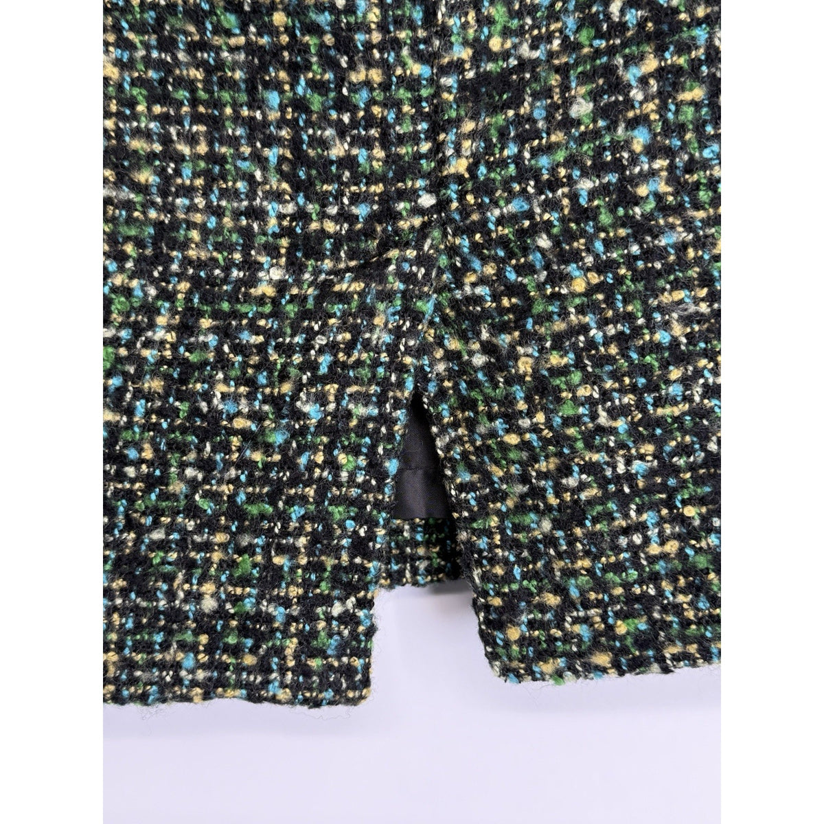 Liz Claiborne Petite 8P Tweed Skirt Black Green Blue Fully Lined
